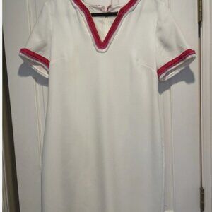 TRINA TURK Women’s Short Sleeve Shift Dress 10 Pink & Red Piping